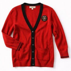 Abercrombie Fitch Red V Neck Cardigan Sweater Classic Preppy Size Small